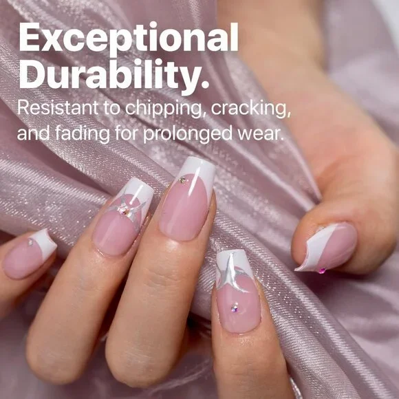 Cosmetics French Tip Press On Nails Pink Series, Small Coffin X-Pro Tips Starter - Picture 5 of 9